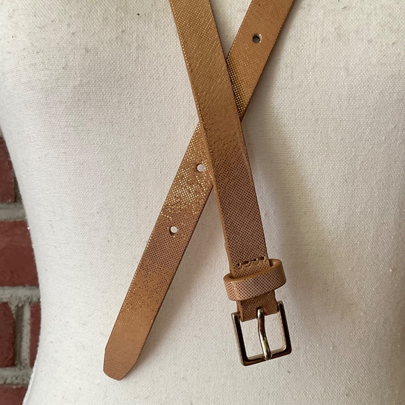 J.Crew Metallic Gold Leather Adjustable Belt Size M NEW - Picture 3 of 12
